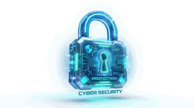 Glowing digital padlock representing cyber security and data protection