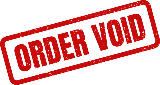 Order Void Red Rubber Stamp Impression on White Background for Rejection, Denial, and Invalid Status