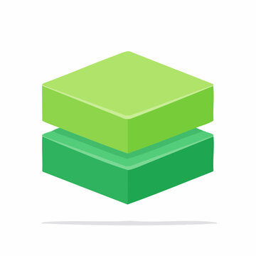 Two stacked green blocks in isometric view