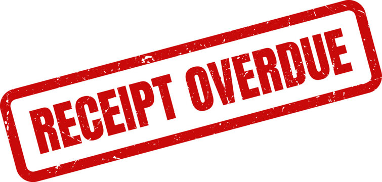Red Rubber Stamp with Receipt Overdue Text for Finance and Accounting Workflow Status