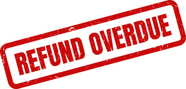 Red Refund Overdue Rubber Stamp Seal with Distressed Texture for Finance and Accounting Status