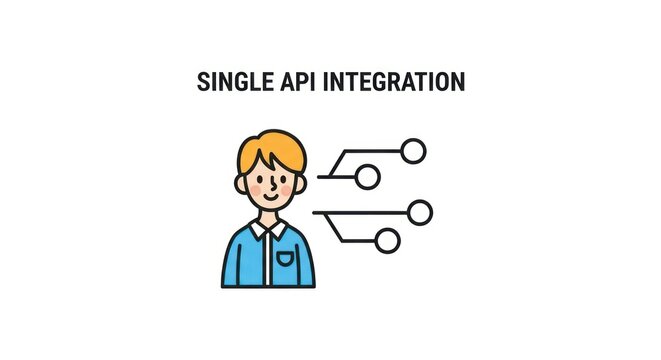 Person with network connection nodes representing api integration