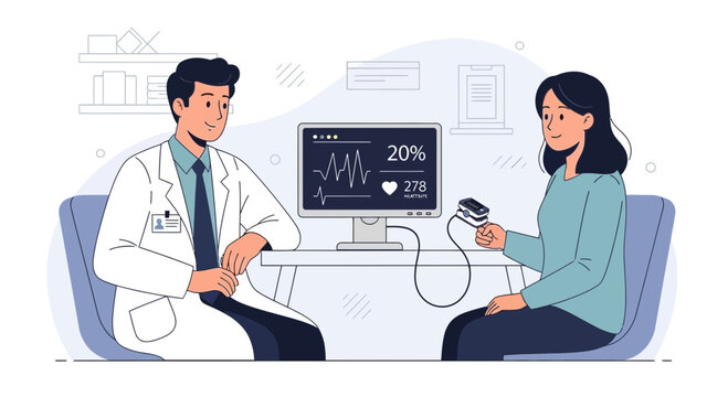 Medical Checkup And Patient Consultation, Discussing Health Insights in a Modern Clinic