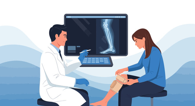Medical Consultation And X-Ray Of Knee Injury