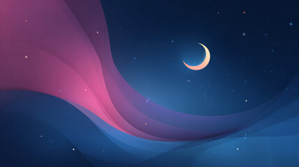 Fototapeta premium Crescent moon and abstract night sky