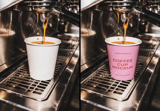 Coffee Pouring into Coffee Cup Mockup