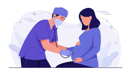 Fototapeta premium Medical Checkup Of A Pregnant Woman Performed By A Doctor In A Clinic