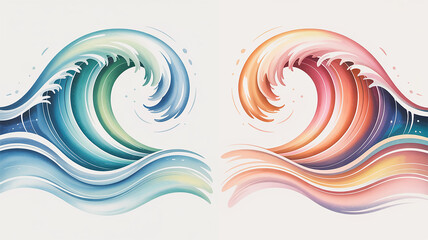 Obraz premium A digital art illustration of two flowing abstract waves against a white background