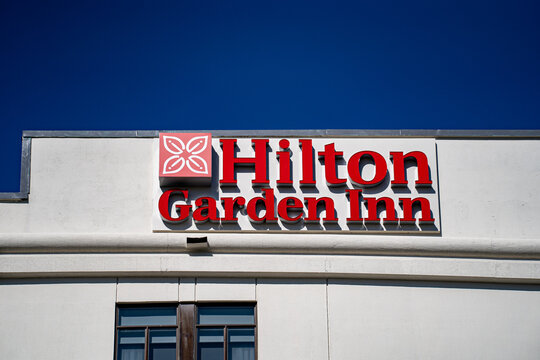 View of Hilton Garden Inn hotel building exterior. Markham, Canada - May 30, 2026.