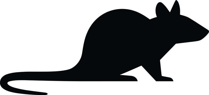 Black silhouettes of two rats facing opposite directions isolated on white background for pest control design