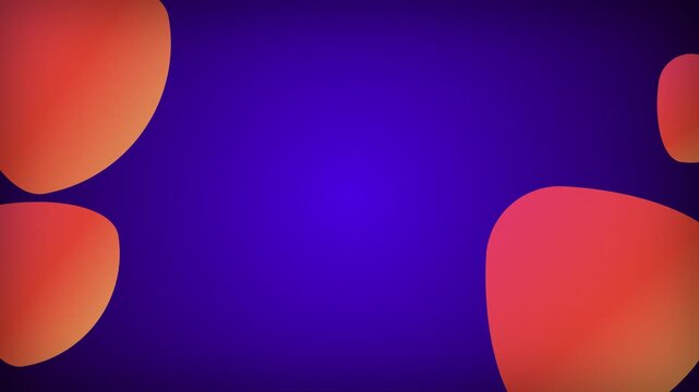 Vibrant abstract organic shapes with orange and crimson hues gracefully float against a deep royal blue gradient backdrop representing innovation and dynamic energy in digital design and