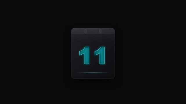 Digital display showing the number eleven in a modern interface signifying a date or count within a dark thematic interface representing a system or timeline on a screen with glowing elements