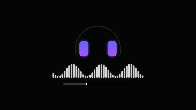Digital ghost character with glowing purple eyes and digital sound equalizer display on black darkness representing audio themes digital entertainment and spooky online abstract imagery