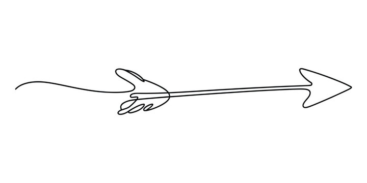 Continuous single line drawing of a hand holding an arrow