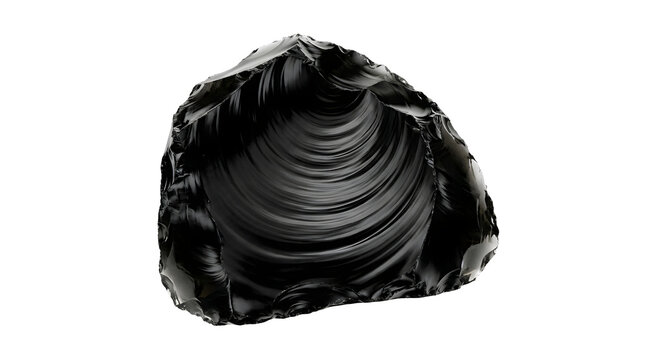 High-Fidelity 3D Render of Obsidian Conchoidal Fracture with Glassy Luster, Suitable for Science Education