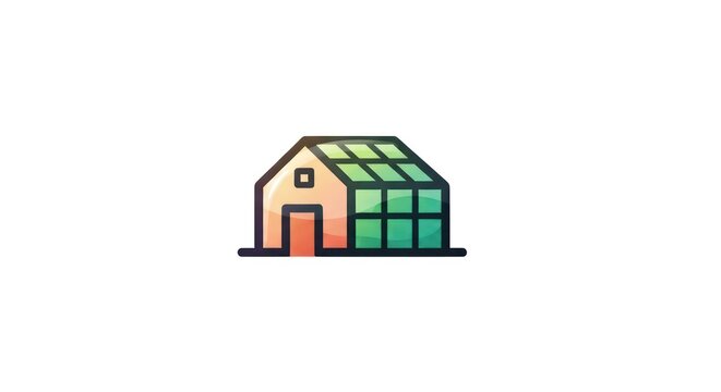 Stylized greenhouse icon for gardening and agriculture business