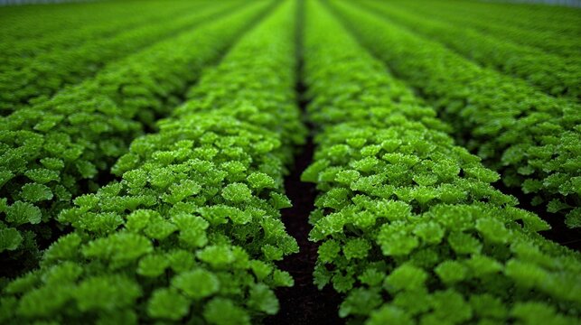 Rows of Lush Green Crops in a Field