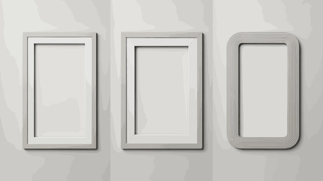 three rectangular frames on white wall minimalist design empty modern decor art display gallery neutral colors simple style interior home scenic
