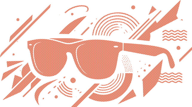 Stylish retro sunglasses vector illustration, modern eyewear design, fashionable summer accessory, cool shades graphic for lifestyle and fashion branding isolated on White Background