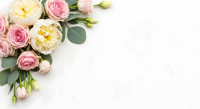 A beautiful bouquet of pink and white flowers for a baby shower celebration on a white table