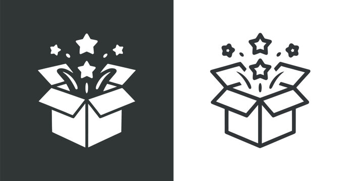 open box with stars flat icon reveal surprise vector illustration