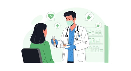 Fototapeta premium Medical Consultation Demonstrating Healthcare and Patient Communication in a Clinic Setting