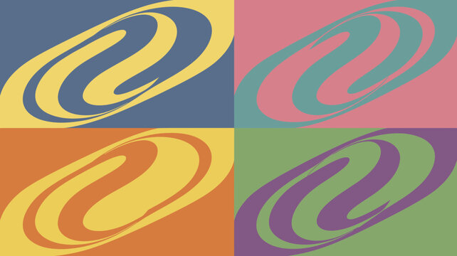 abstract swirls in colorful quadrants swirl design geometric shapes vector art graphic modern artistic patterns visual elements creative designs minimalist style
