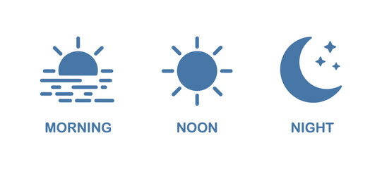 sun moon icons flat style blue horizon stars daytime nighttime © MOHAMMAD