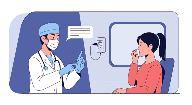 Medical Consultation Demonstrating Healthcare for Ears and Diagnostic Process in the Clinic