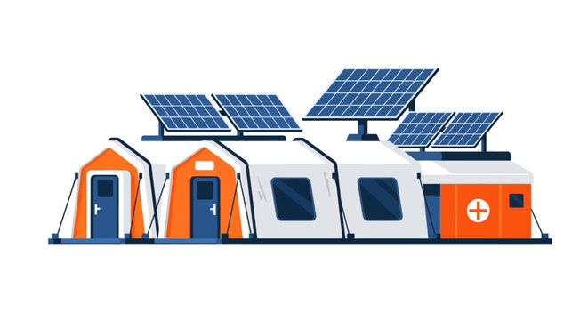 Solar Powered Modular Emergency Shelters and Field Hospital Illustration