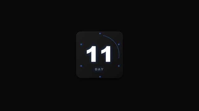 Countdown timer interface displaying the number eleven prominently on a dark interface emphasizing progress and time remaining for events or deadlines perfect for project management visuals and