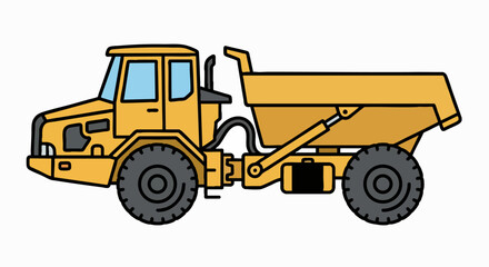 Fototapeta premium Industrial Yellow Dumper Truck Illustration Isolated on White