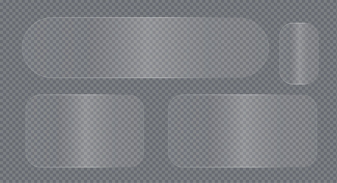 Glassmorphism UI Cards Set Transparent Rounded Interface Panels Vector Collection