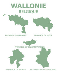 Obraz premium Vector map of the provinces of the Wallonia region, Belgium