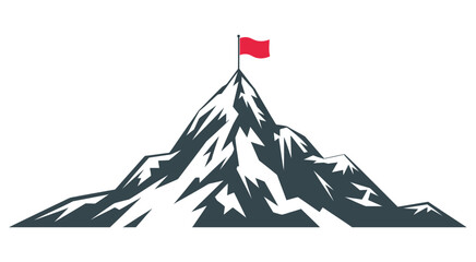 Mountain peak with flag vector illustration featuring achievement symbolism, summit success concept, outdoor adventure graphics, and goal accomplishment design elements © Elizabeth Profit