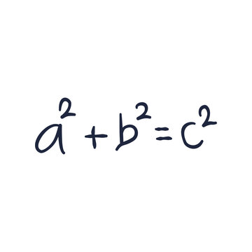 Pythagorean theorem formula is written in dark handwritten lettering against a plain white background.