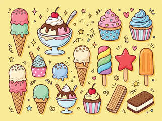 Fototapeta premium Colorful dessert sweet treats collection.