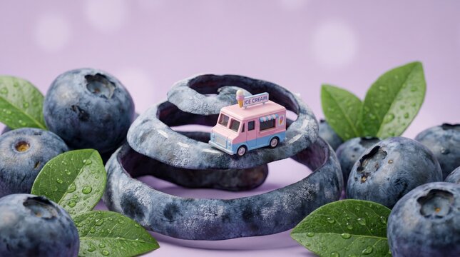 Premium skincare cream surrounded by fresh blueberries and mint leaves, highlighting natural ingredients and beauty wellness.