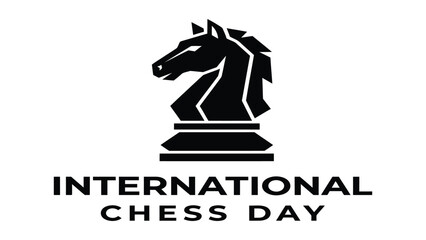Knight chess piece stands prominently above the text celebrating International Chess Day. © Adam