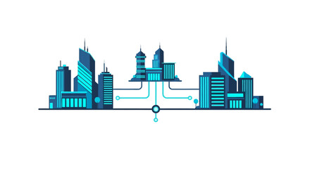 Obraz premium Futuristic Smart City Infrastructure with Digital Network Connectivity Hub