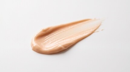 Fototapeta premium Creamy makeup product is spread out on a clean surface to showcase its texture and color for cosmetic review purposes