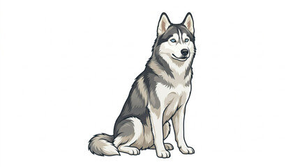 Beautiful Siberian Husky Sitting Alert Vector Illustration on White Background © Lapak orang bejo