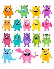 Fototapeta premium set of cartoon monster