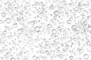 Effervescent water bubbles on white background, sparkling carbonated liquid texture, fresh soda or champagne fizz pattern for beverage advertising © Saeed_Collection