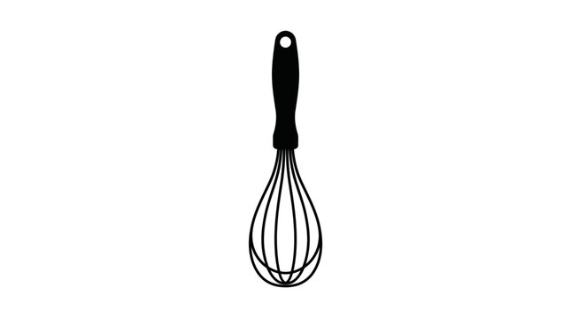 Simple black wire kitchen whisk tool.
