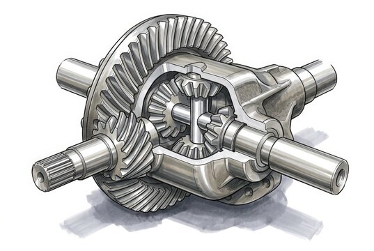 Automotive Differential Gear Technical Marker Illustration