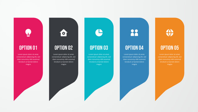 Fivestep infographic template with colorful vertical banners