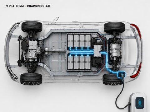 Electric vehicle AWD power distribution technical diagram