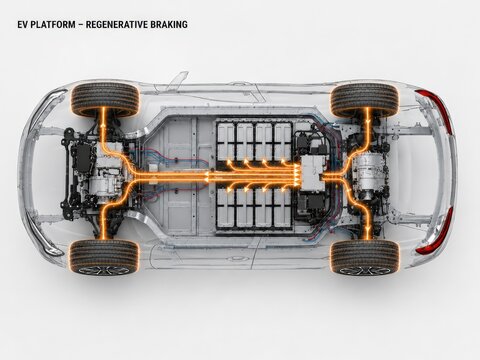 Electric vehicle regenerative braking system technical diagram