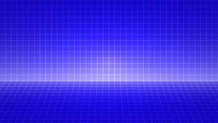 Naklejka premium Futuristic Grid Horizon Background with Glowing Light and Digital Perspective